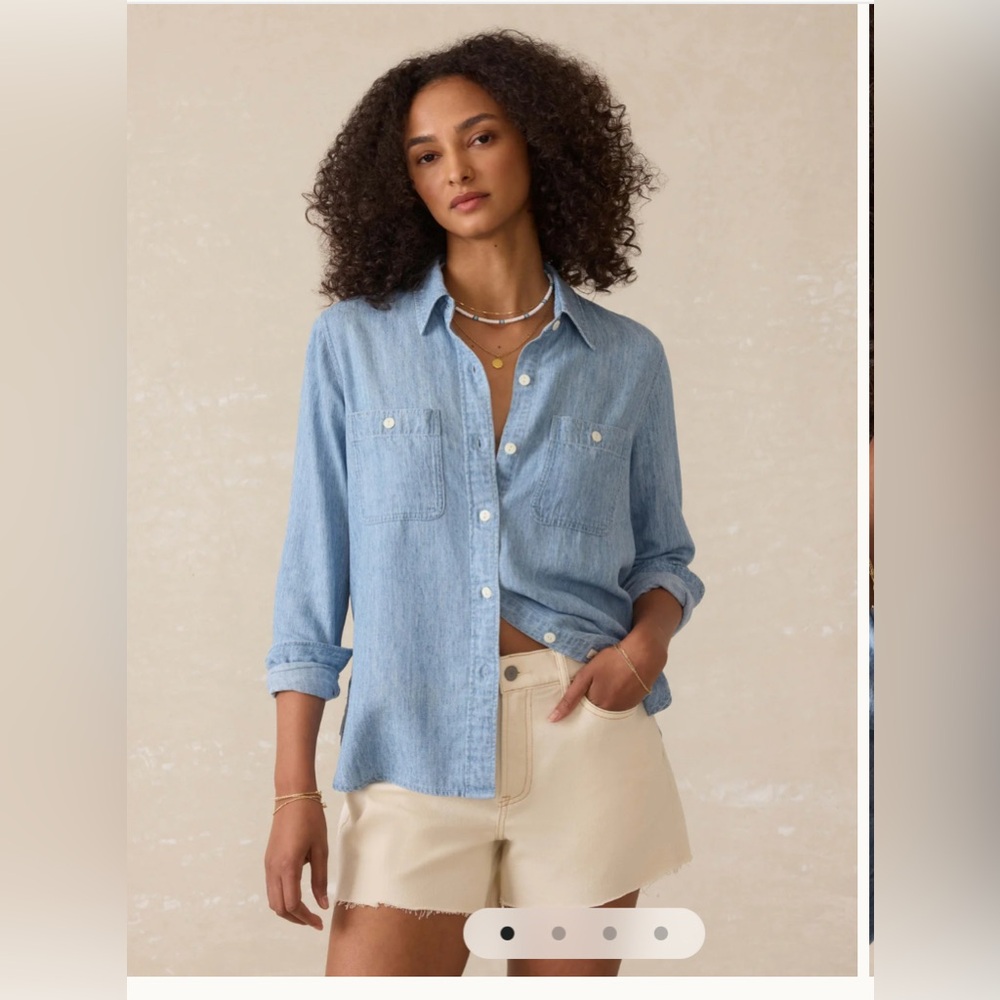Faherty Tried & True Chambray Shirt - Mid Wash